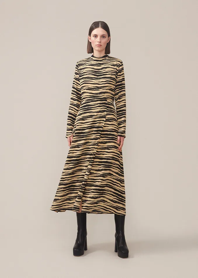 Women BeckyMD Print Dress Moonstone Tiger Modstrm Dresses Women BeckyMD Print Dress Moonstone Tiger Modstrm Dresses
