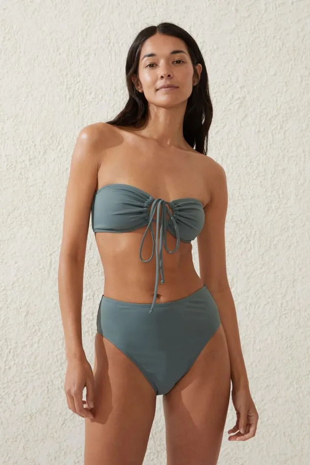 Women Bikinis Cotton On Keyhole Bandeau Bikini Top Dusty Khaki