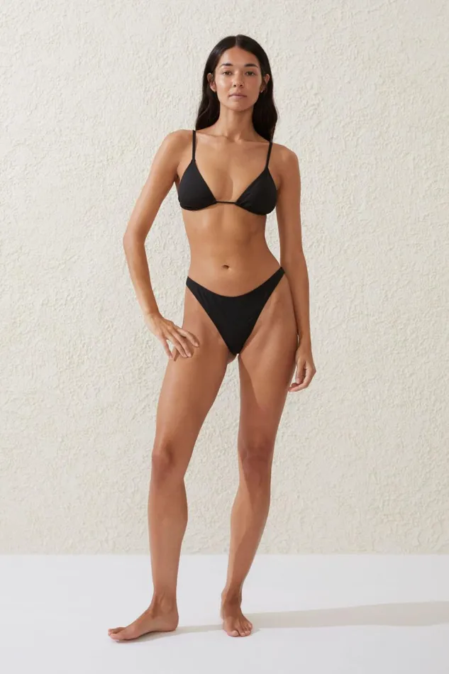 Women Bikinis Cotton On Refined High Side Thong Bikini Bottom Black
