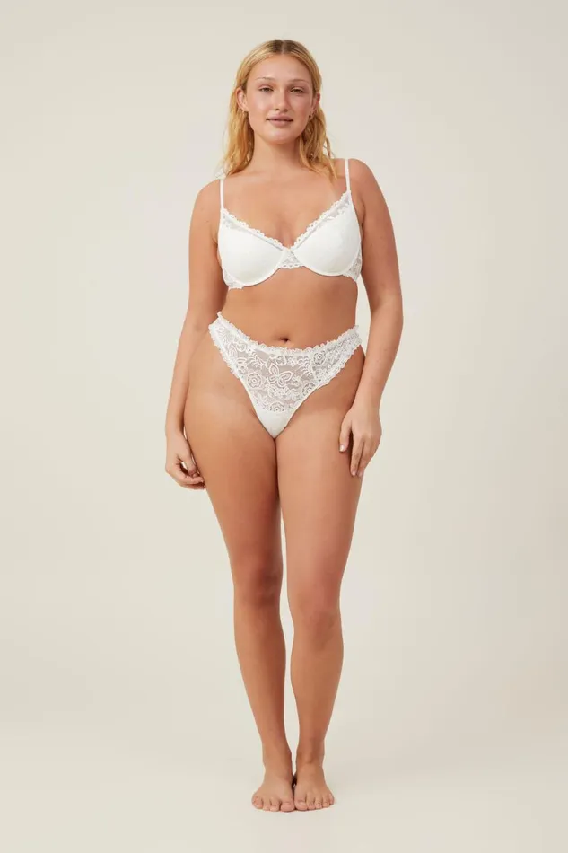 Women Bras Cotton On Butterfly Lace Lightly Lined Bra Cream