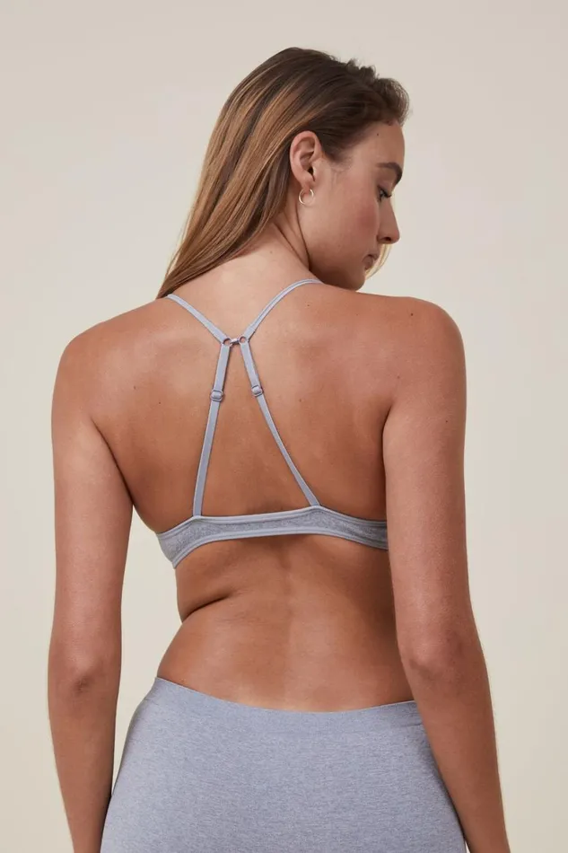 Women Bras Cotton On Seamless Triangle Padded Bralette Grey Marle