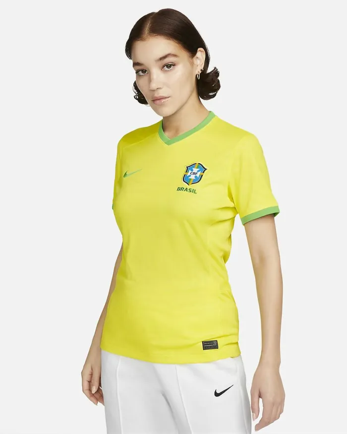 Women Brazil 2023 Stadium Home Dynamic Yellowgreen Sparkgreen Spark Nike Tops And TShirts