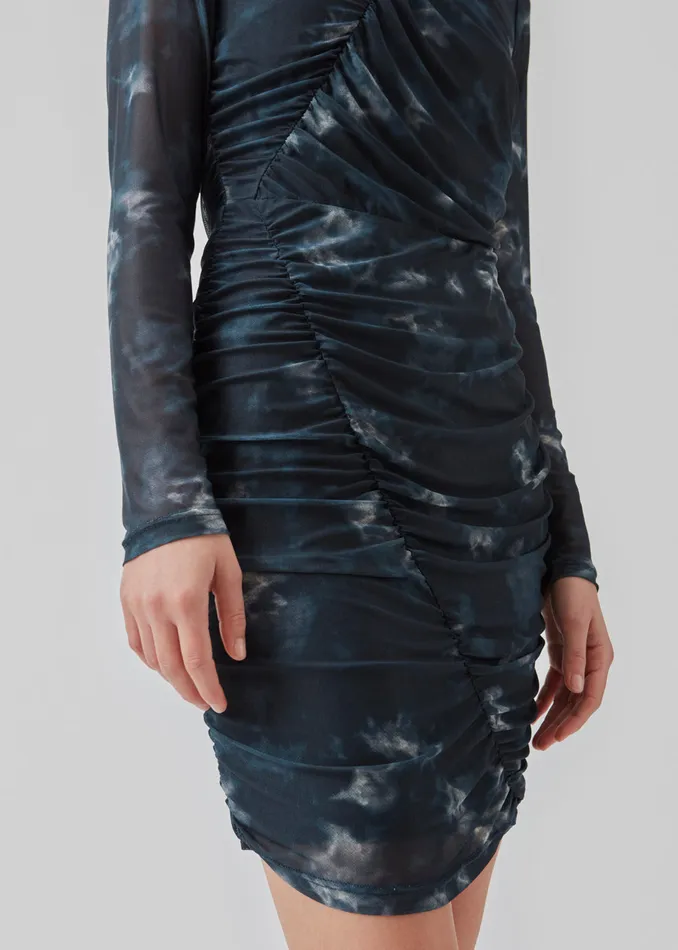 Women CliffordMD Print Dress Midnight Tie Dye Modstrm Dresses Women CliffordMD Print Dress Midnight Tie Dye Modstrm Dresses