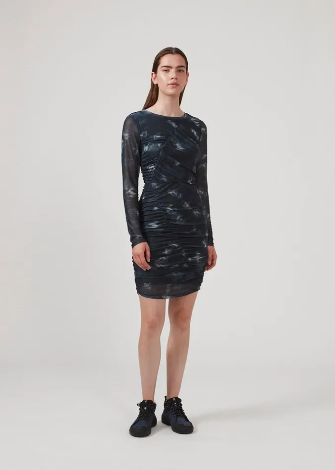 Women CliffordMD Print Dress Midnight Tie Dye Modstrm Dresses Women CliffordMD Print Dress Midnight Tie Dye Modstrm Dresses