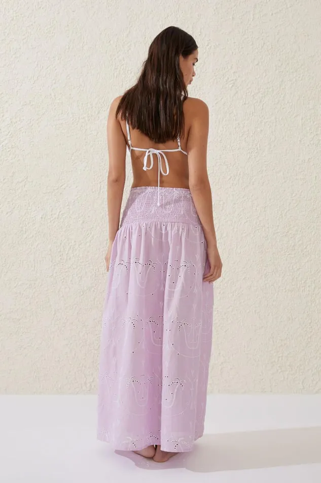 Women Cover Ups Cotton On The Vacation Maxi Skirt Orchid Bouquet Palm Tree