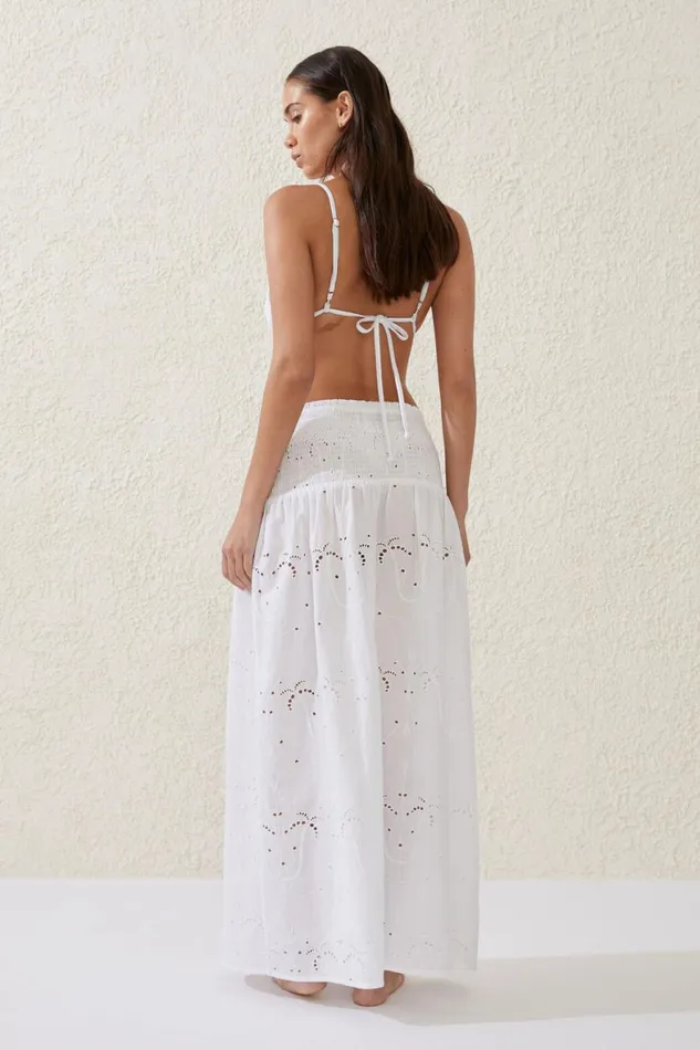 Women Cover Ups Cotton On The Vacation Maxi Skirt White Palm Tree