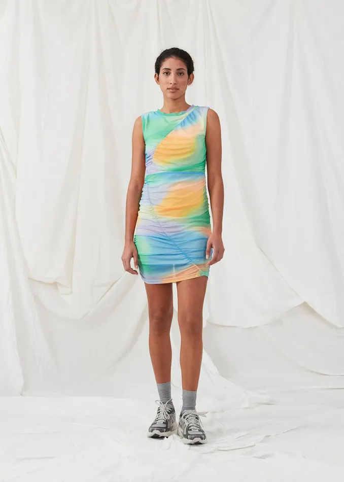 Women DinneMD Print Dress Rainbow Blur Modstrm Dresses Women DinneMD Print Dress Rainbow Blur Modstrm Dresses