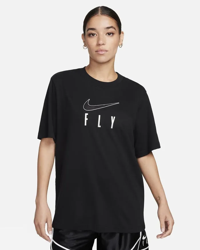 Women DriFit Swoosh Fly Black Nike Tops And TShirts