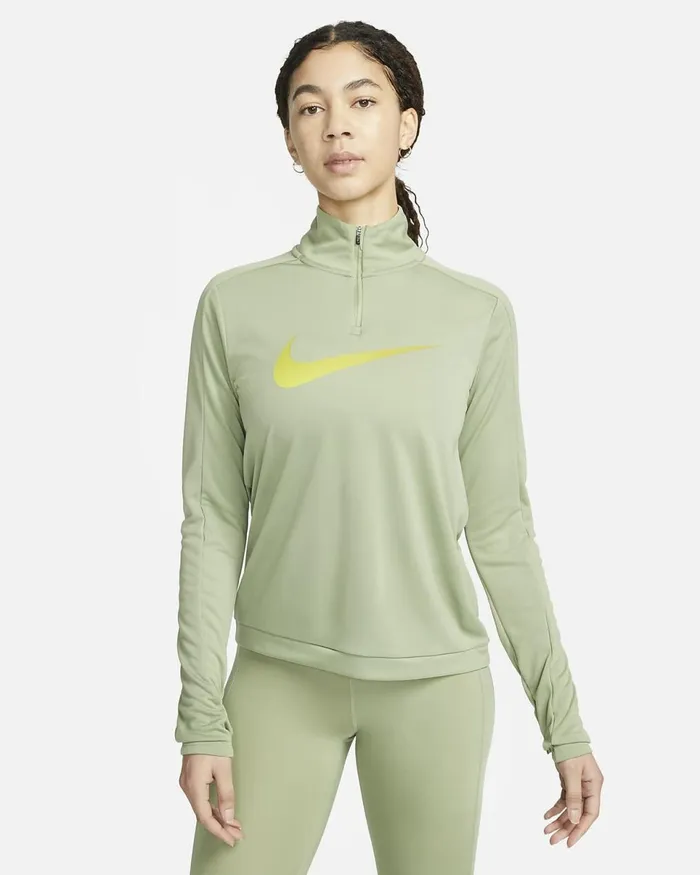 Women DriFit Swoosh Oil Green Nike Tops And TShirts