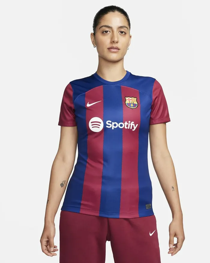 Women FC Barcelona 202324 Stadium Home Deep Royal Bluenoble Redwhite Nike Tops And TShirts