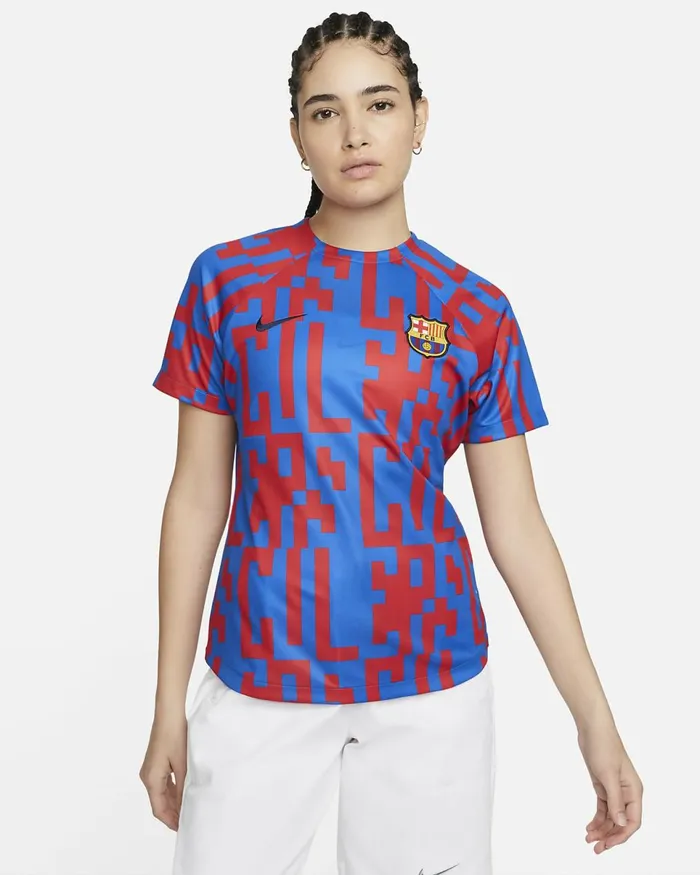 Women FC Barcelona Home Signal Bluesignal Blueuniversity Redobsidian Nike Tops And TShirts