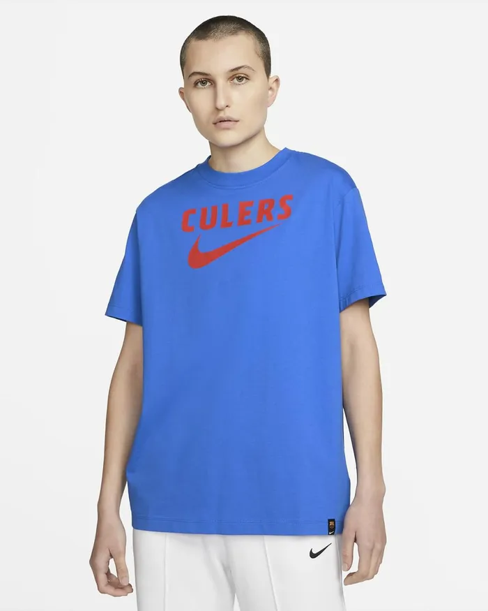 Women FC Barcelona Swoosh Signal Blue Nike Tops And TShirts