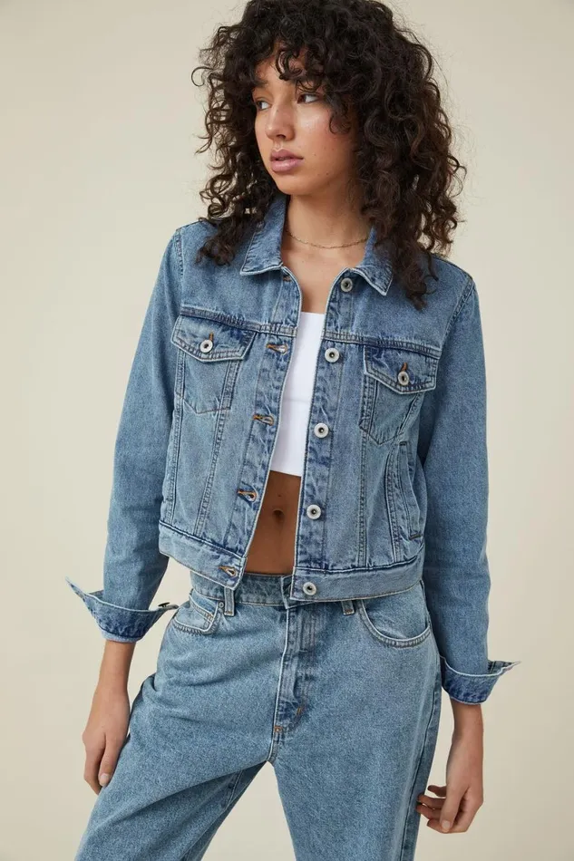 Women Jackets Cotton On Girlfriend Denim Jacket Offshore Blue