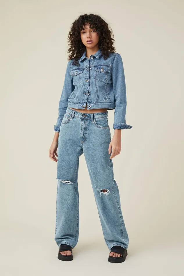 Women Jackets Cotton On Girlfriend Denim Jacket Offshore Blue