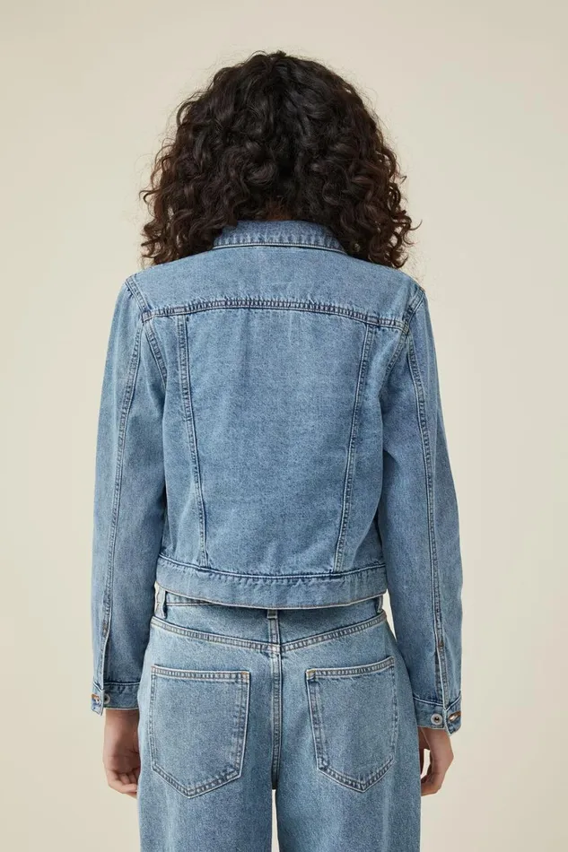 Women Jackets Cotton On Girlfriend Denim Jacket Offshore Blue