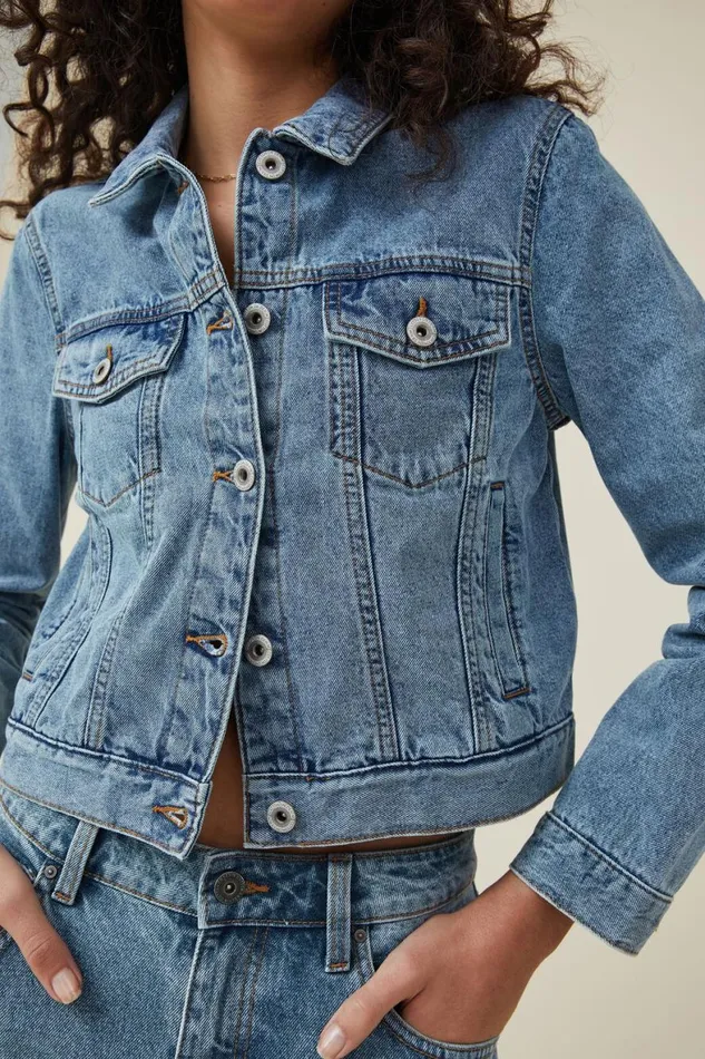 Women Jackets Cotton On Girlfriend Denim Jacket Offshore Blue
