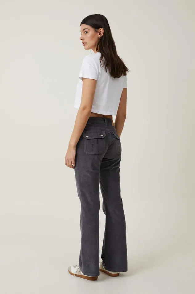 Women Jeans Cotton On Cord Stretch Bootcut Flare Jean Graphiteutility