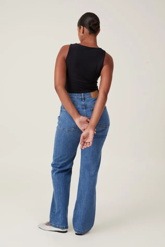 Women Jeans Cotton On Curvy Stretch Straight Jean Sea Blue