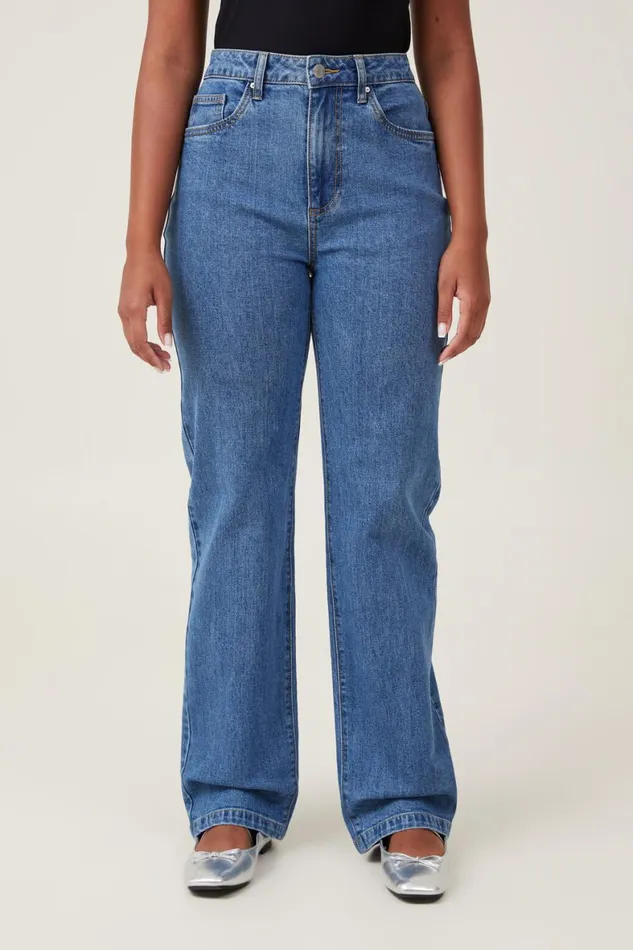 Women Jeans Cotton On Curvy Stretch Straight Jean Sea Blue