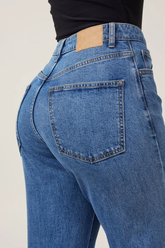 Women Jeans Cotton On Curvy Stretch Straight Jean Sea Blue