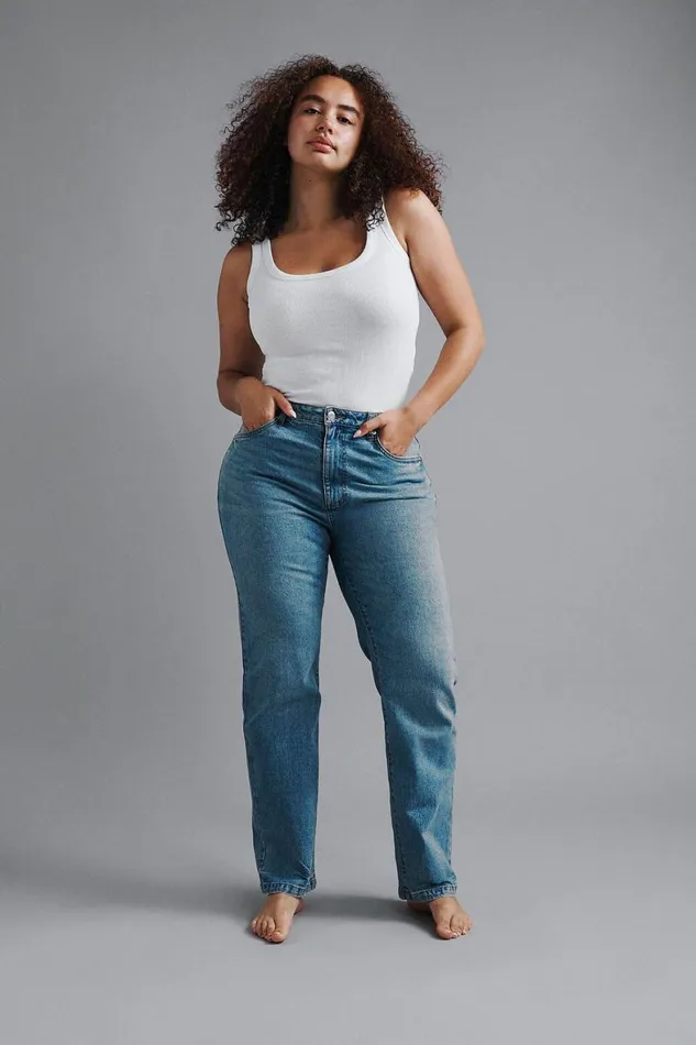 Women Jeans Cotton On Curvy Stretch Straight Jean Sea Blue