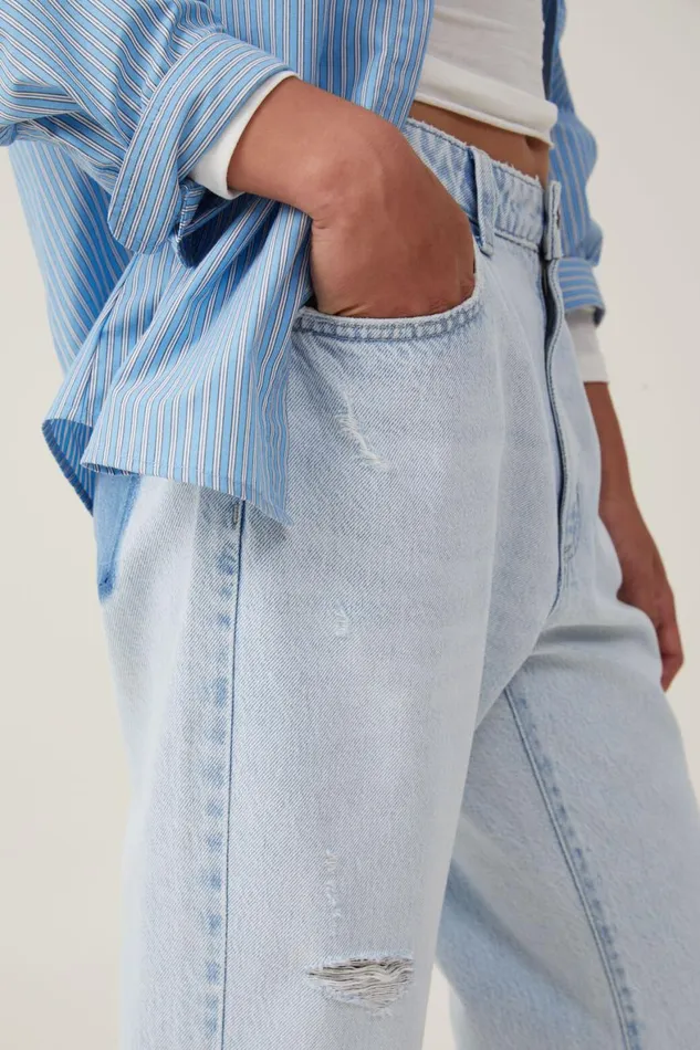 Women Jeans Cotton On Original Straight Jean Crystal Bluewash Pocket