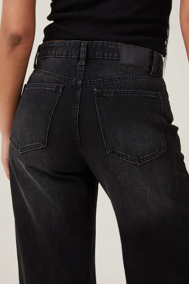 Women Jeans Cotton On Relaxed Wide Leg Jean Black Pepper