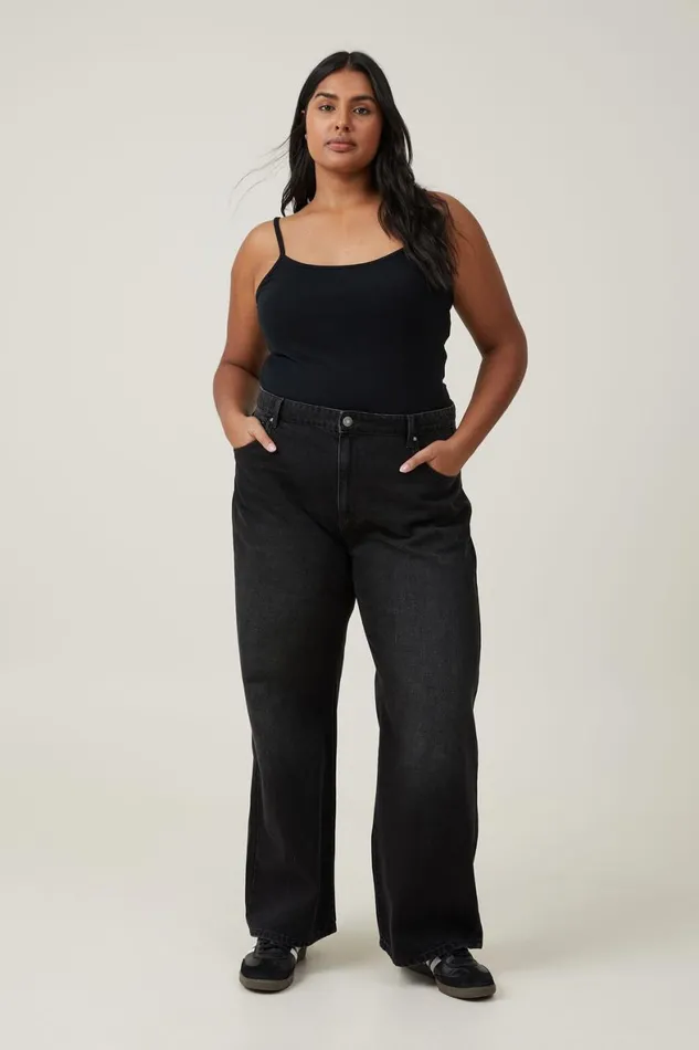 Women Jeans Cotton On Relaxed Wide Leg Jean Black Pepper