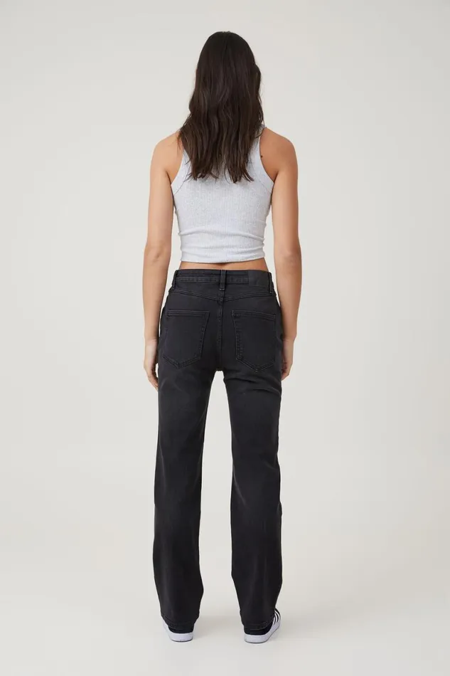 Women Jeans Cotton On Slim Straight Jean Black Pepper
