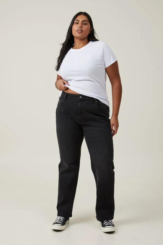Women Jeans Cotton On Slim Straight Jean Black Pepper