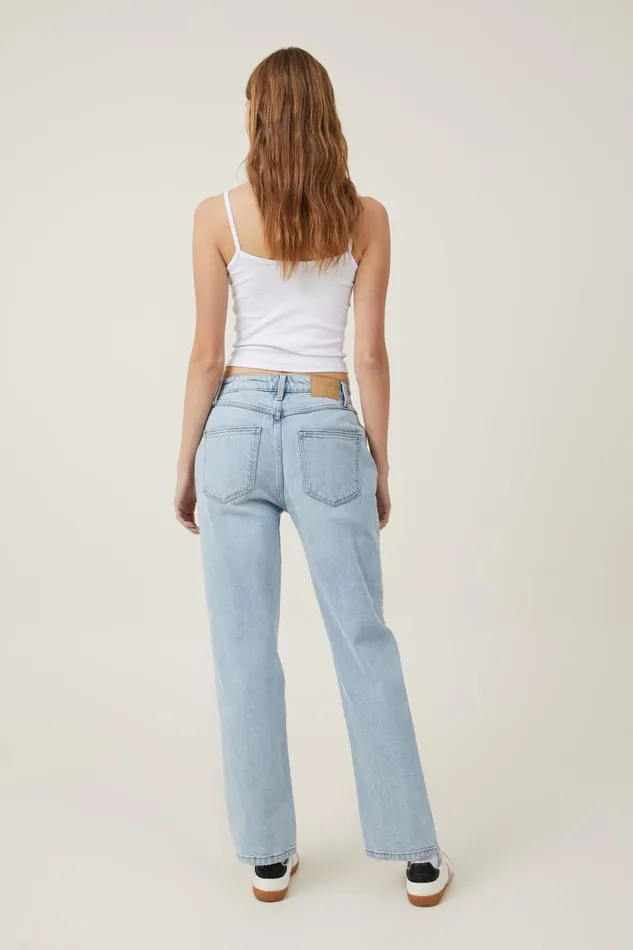 Women Jeans Cotton On Slim Straight Jean Bondi Blue Rip