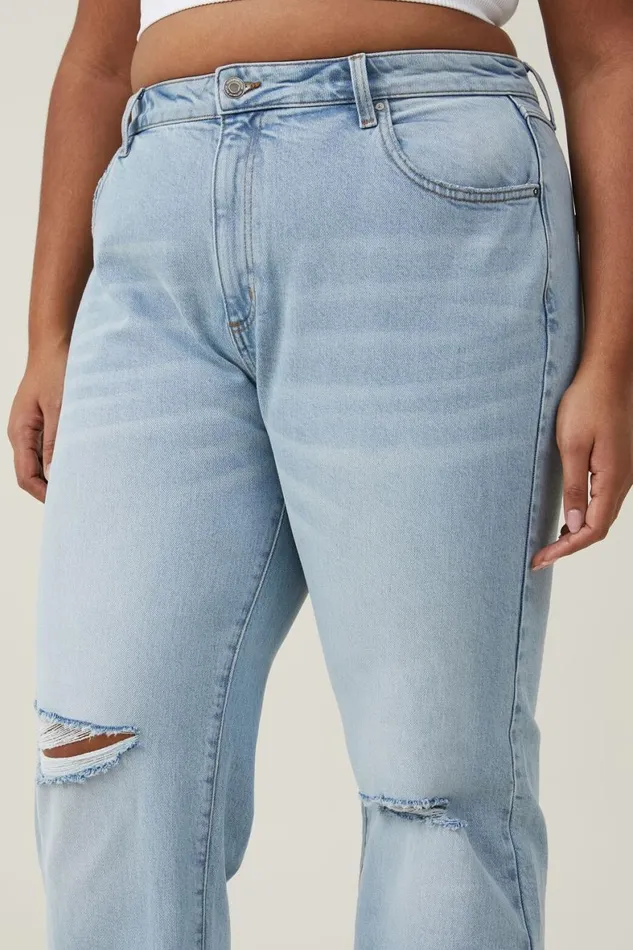 Women Jeans Cotton On Slim Straight Jean Bondi Blue Rip