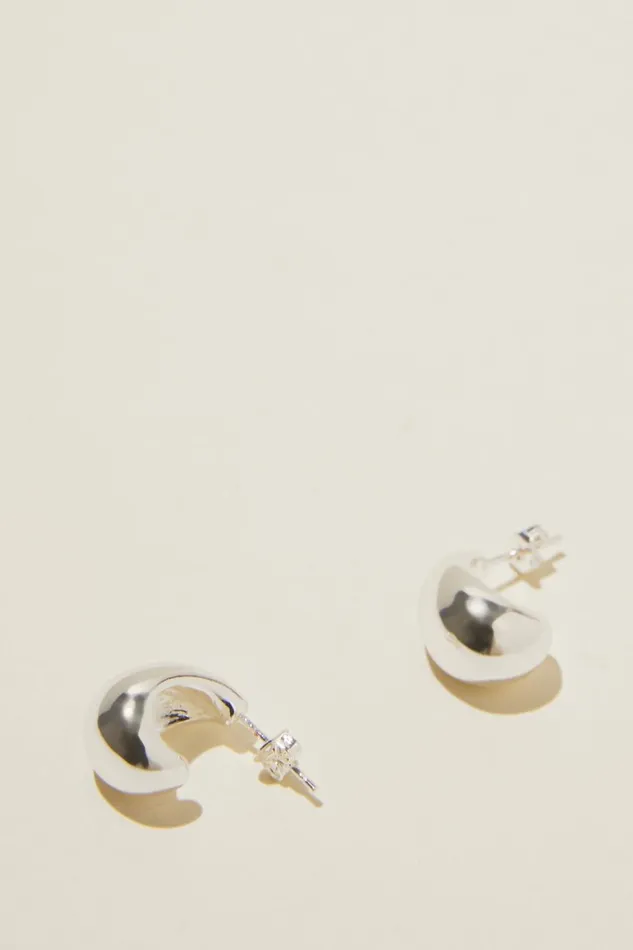 Women Jewelry Cotton On Small Charm Earring Silver Plated Tear Drop Stud