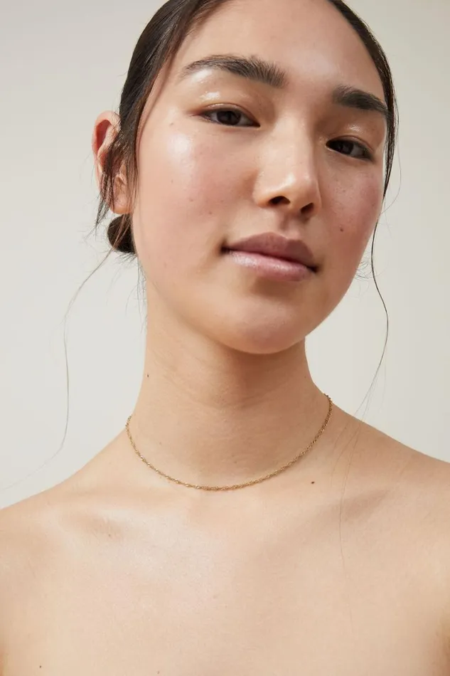 Women Jewelry Cotton On Waterproof Fine Chain Necklace Gold Plated Twist Chain