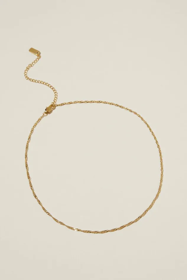 Women Jewelry Cotton On Waterproof Fine Chain Necklace Gold Plated Twist Chain