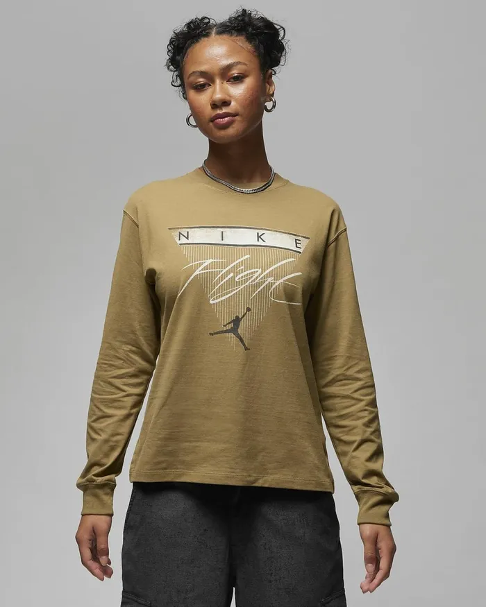 Women Jordan Brown Kelpblack Nike Tops And TShirts