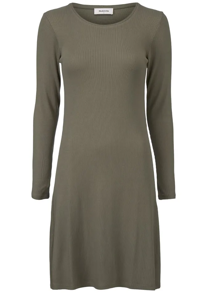 Women Krown Flare Dress Dark Khaki Modstrm Dresses Women Krown Flare Dress Dark Khaki Modstrm Dresses
