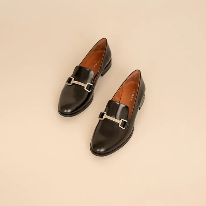Women Loafers Jonak Black Leather Moccasins