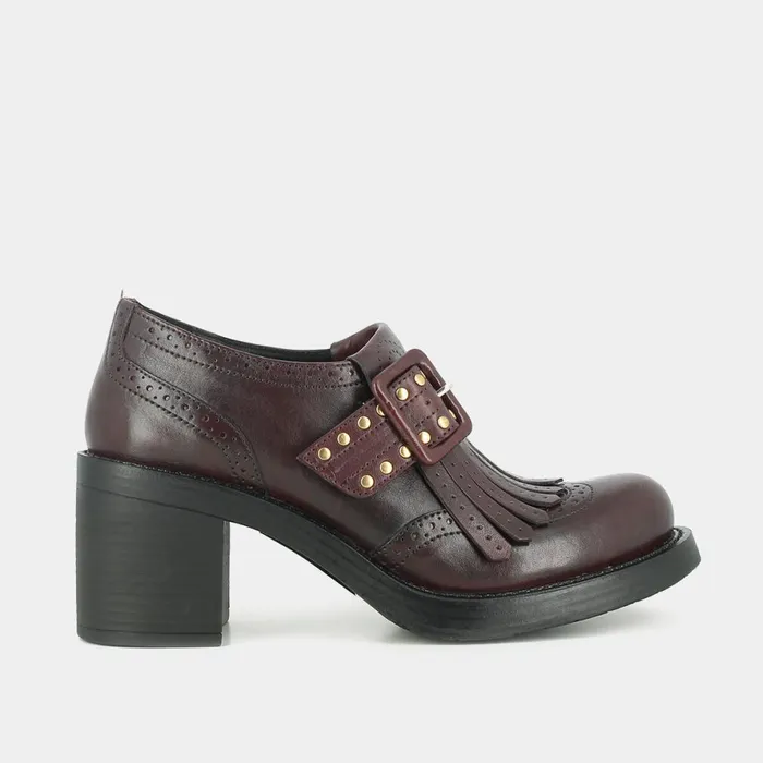 Women Loafers Jonak Burgundy Leather Moccasins