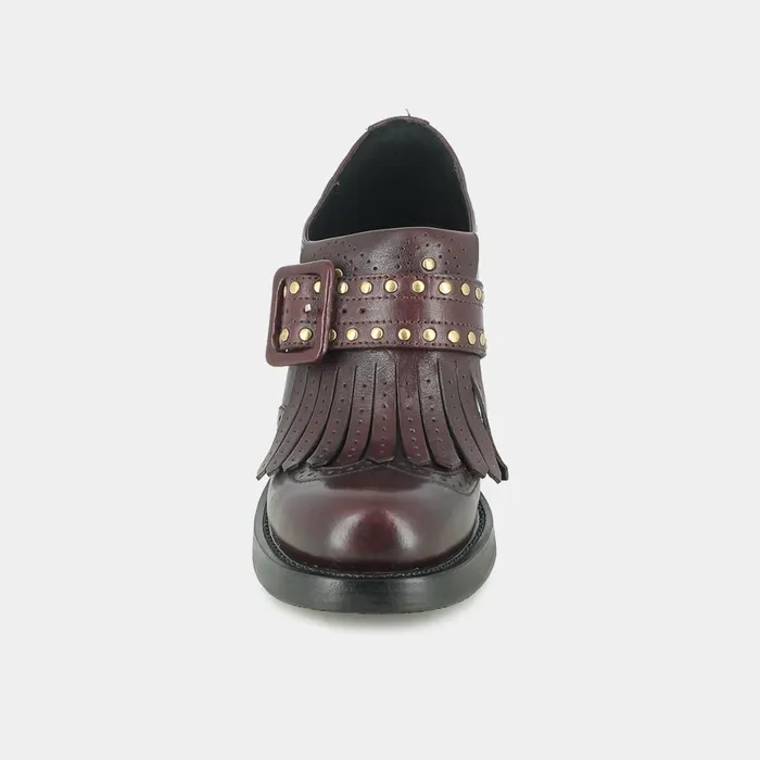 Women Loafers Jonak Burgundy Leather Moccasins