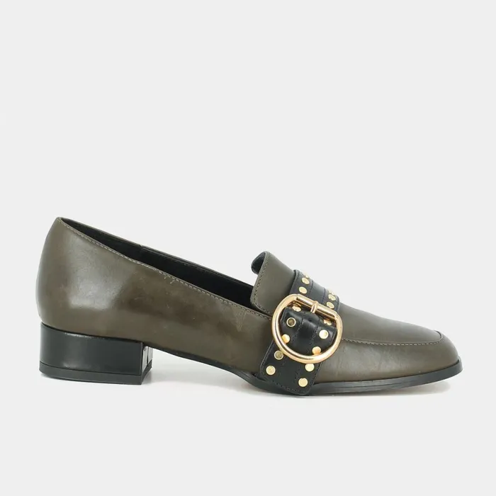 Women Loafers Jonak LowHeeled Khaki Leather