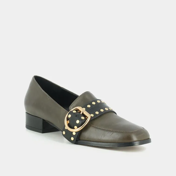 Women Loafers Jonak LowHeeled Khaki Leather