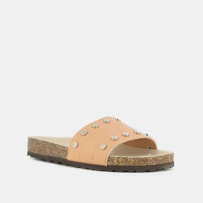 Women Mules Clogs Jonak Beige Leather Mules
