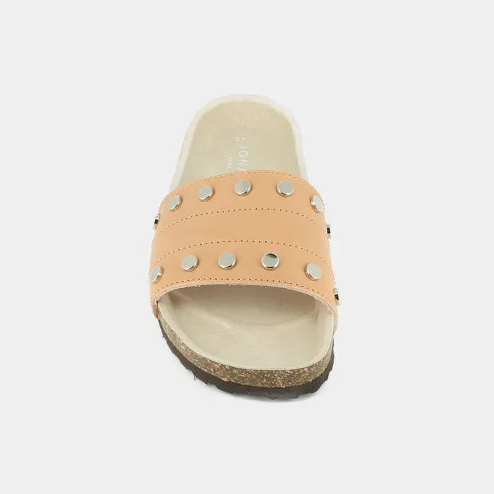 Women Mules Clogs Jonak Beige Leather Mules