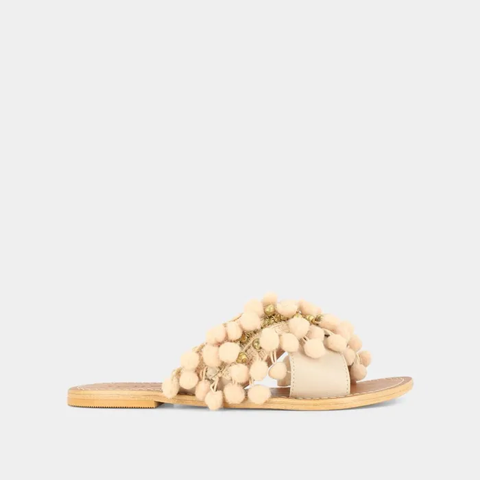 Women Mules Clogs Jonak Mules In Beige Leather And Textile