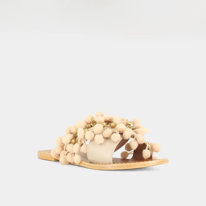 Women Mules Clogs Jonak Mules In Beige Leather And Textile