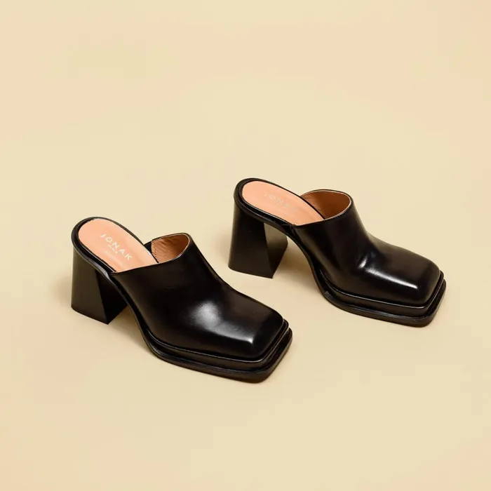Women Mules Clogs Jonak Square Toe Mules With Thick Heels