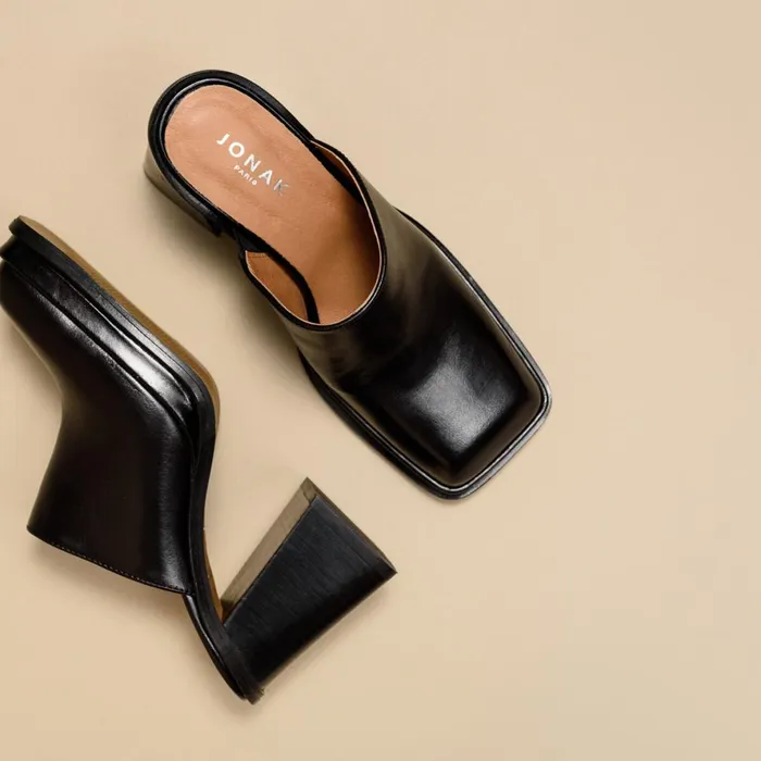Women Mules Clogs Jonak Square Toe Mules With Thick Heels