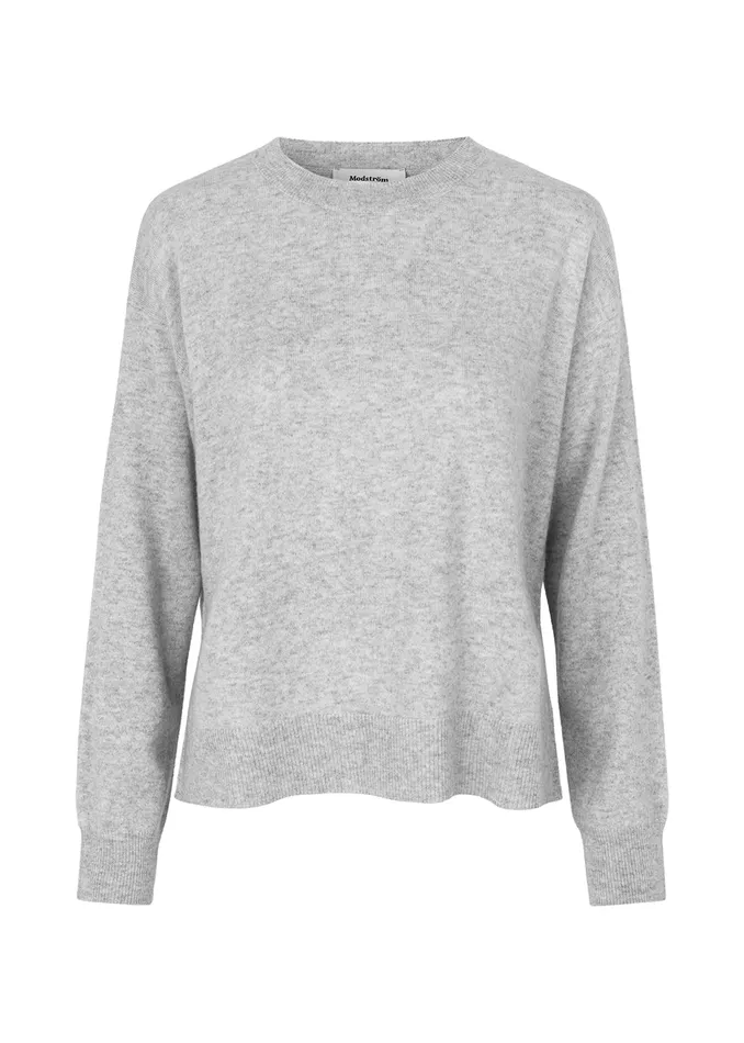 Women Noris Oneck Grey Melange Modstrm Blouses and Knitwear