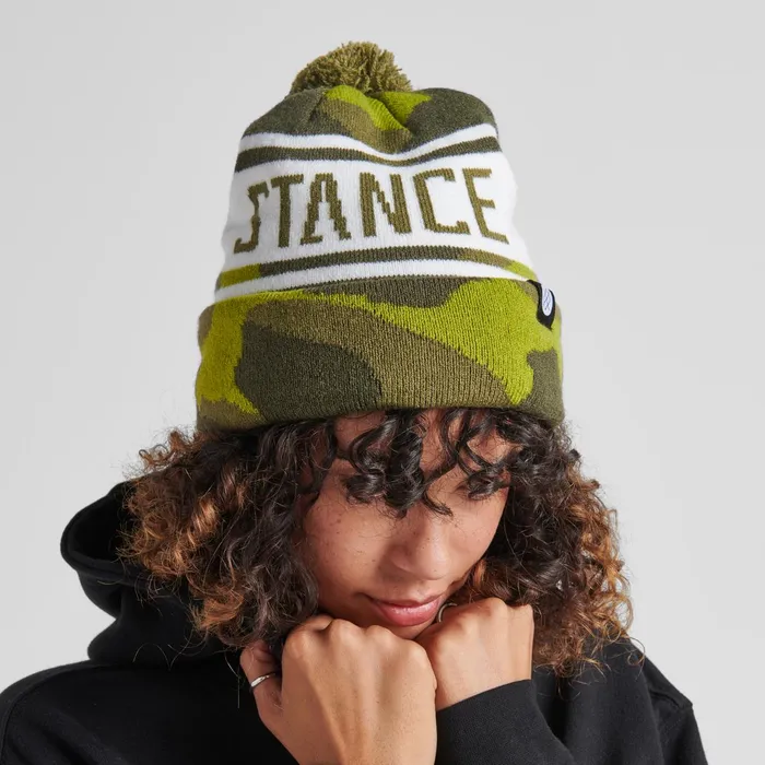 Women OG Pom Beanie Camo Stance Hats and Beanies